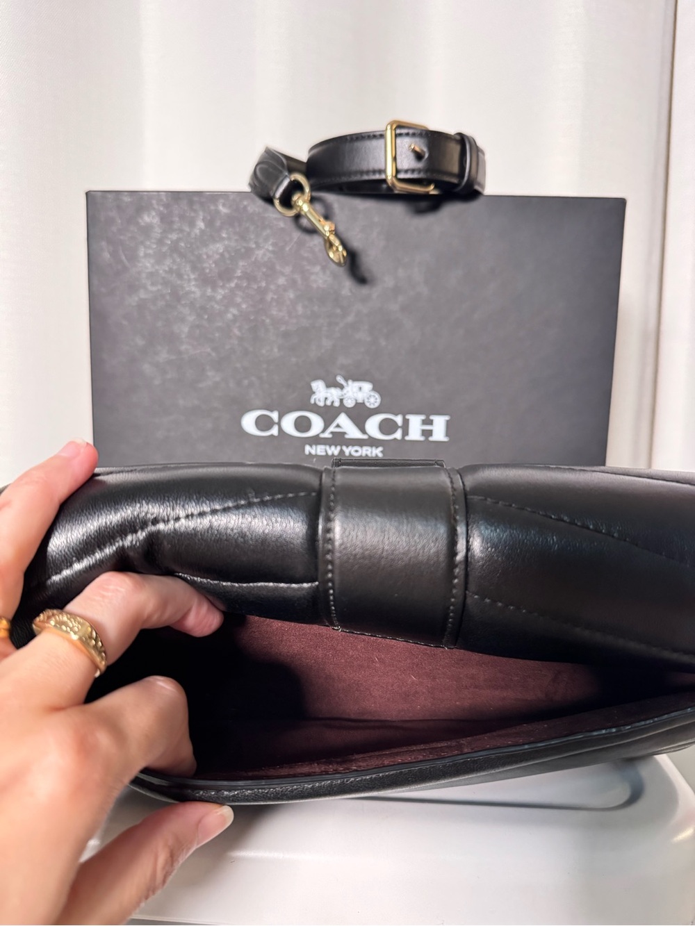 Coach Georgie Shoulder Bag with Puffy Quilting in Black - Picture 4 of 12